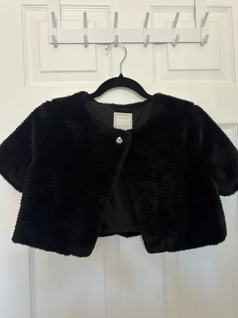 Gymboree Girls Black Faux Fur Bolero Jacket